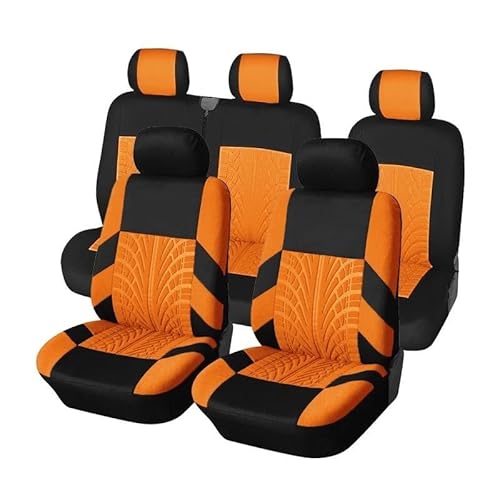 DZSQMLJG Sitzbezüge Auto Autositzbezüge, Bezüge für den Innenraum des Autos, geeignet für Golf VII, Autositzbezüge, Autositzkissen Autositzschoner(Orange 9PCS) von DZSQMLJG