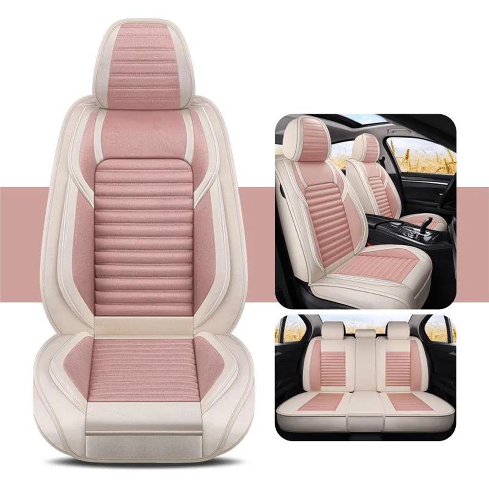 DZSQMLJG Sitzbezüge Auto Autositzbezüge, kompletter Satz für Dodge für Challenger, Autositzbezüge, Autositzkissen-Zubehör, Innenausstattung Autositzschoner(Pink 5PCS) von DZSQMLJG