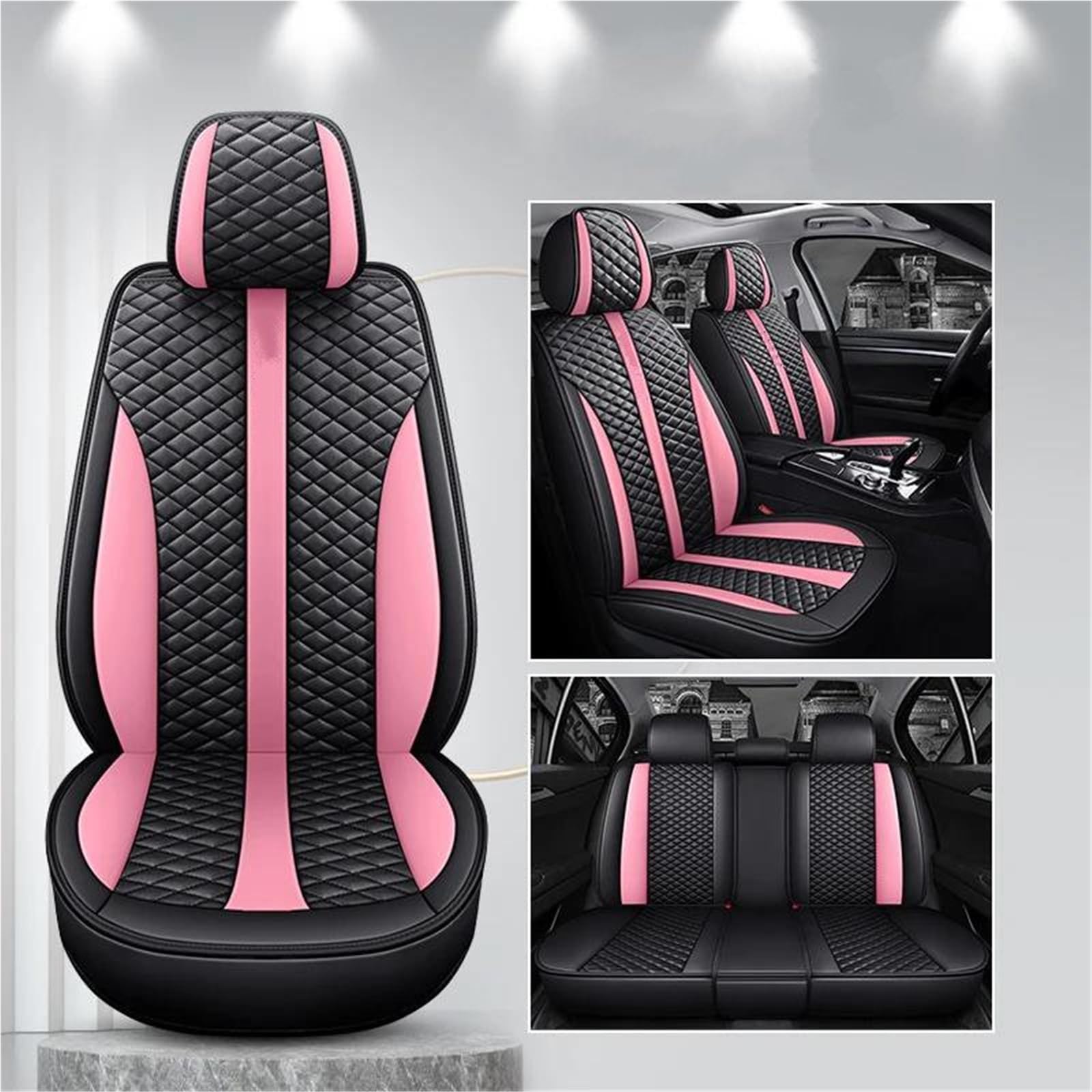 DZSQMLJG Sitzbezüge Auto Autositzbezüge Komplettset für Mazda 3 6 CX3 CX4 CX5 CX9 Autozubehör Autositzbezüge Autositzbezug Funda Autositzschoner(Pink) von DZSQMLJG