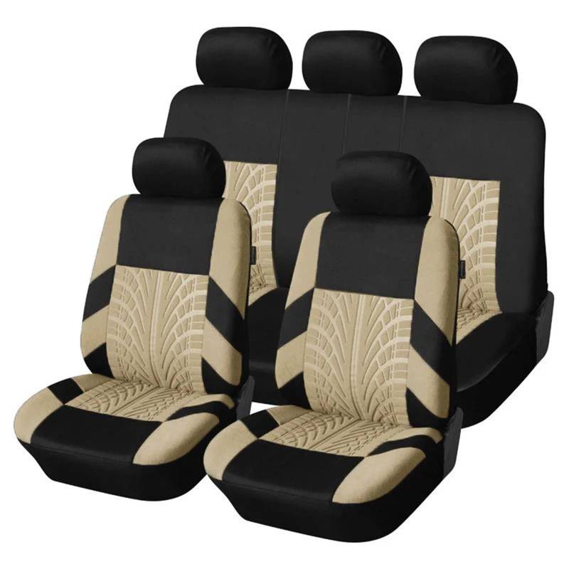 DZSQMLJG Sitzbezüge Auto Autositzbezüge-Set, Auto-Organizer für Golf, 4 Autositzbezüge, Autositzkissen Autositzschoner(Beige Full Set) von DZSQMLJG