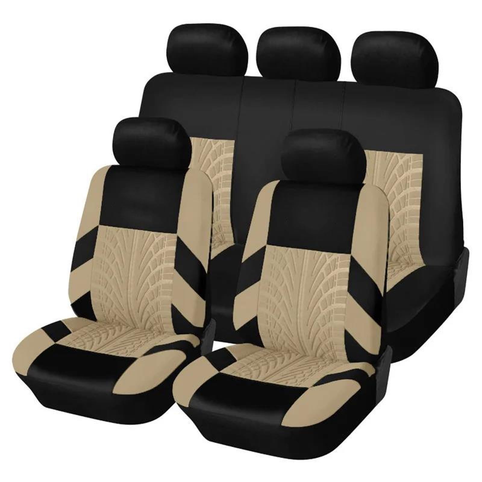 DZSQMLJG Sitzbezüge Auto Autositzbezüge-Set, universell passend für die meisten Autos, Bezüge mit Reifenspur-Detail-Styling, Autositzschutz Autositzschoner(Beige Full Set) von DZSQMLJG