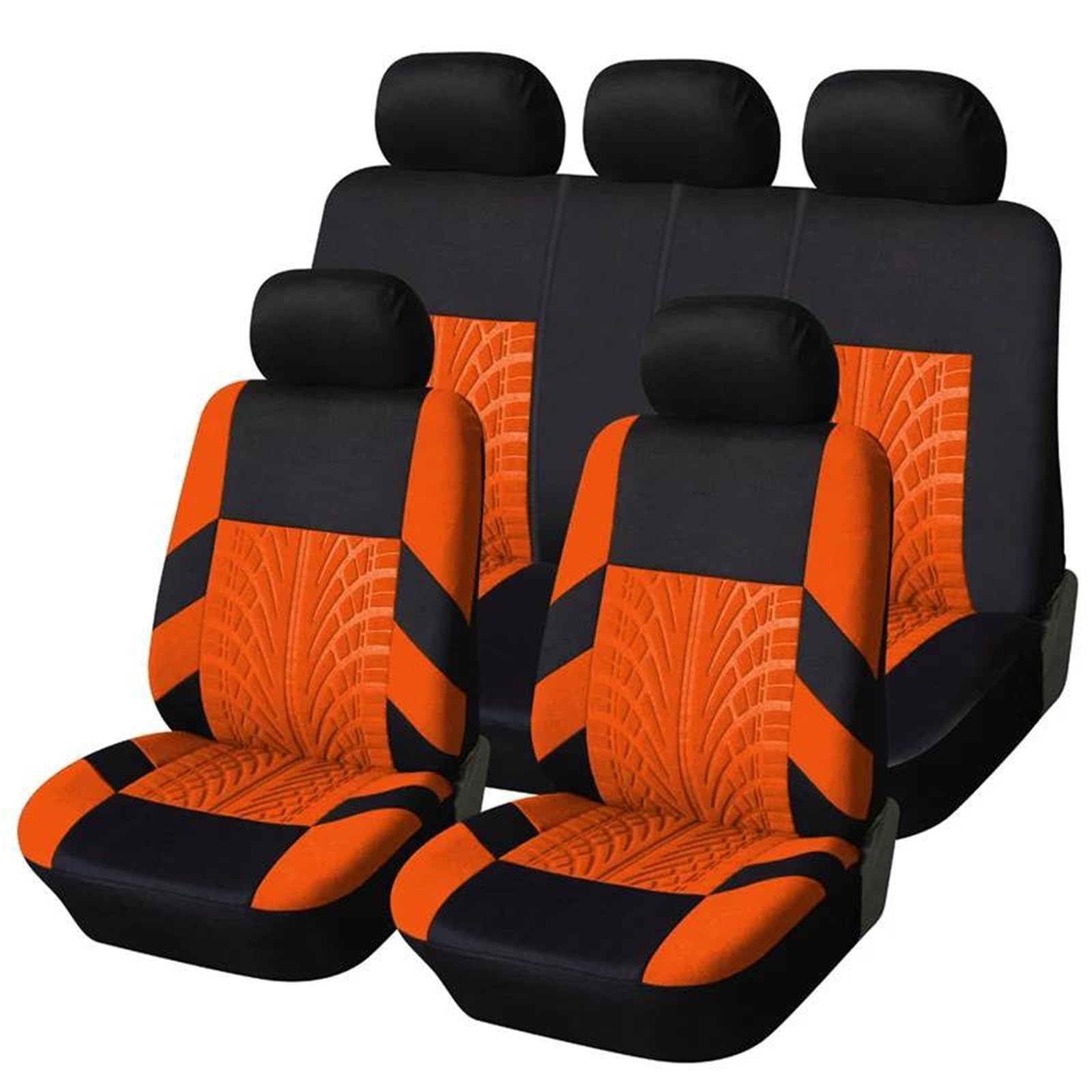 DZSQMLJG Sitzbezüge Auto Autositzbezüge-Set, universell passend für die meisten Autos, Bezüge mit Reifenspur-Detail-Styling, Autositzschutz Autositzschoner(Orange Full Set) von DZSQMLJG