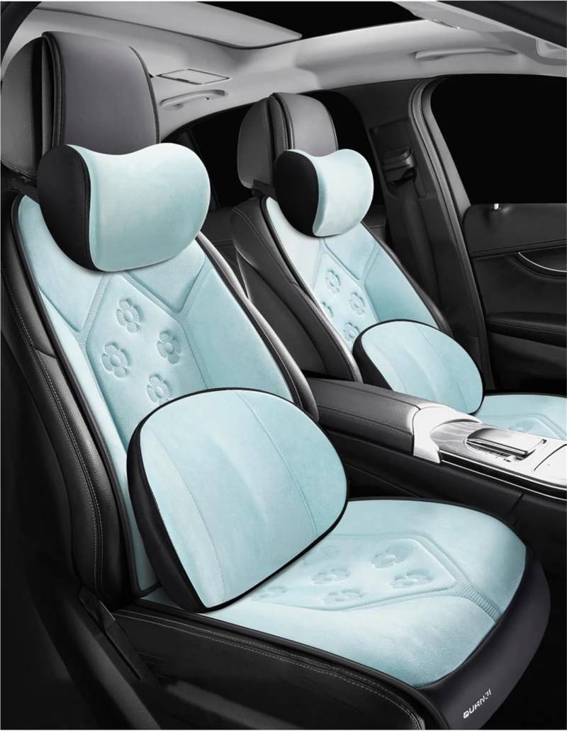 DZSQMLJG Sitzbezüge Auto Autositzbezüge für Q3 A6 C6 Zubehör Vierjahreszeiten-Autositzbezüge Autositzkissen Autositzschoner(Blue+Cushion) von DZSQMLJG