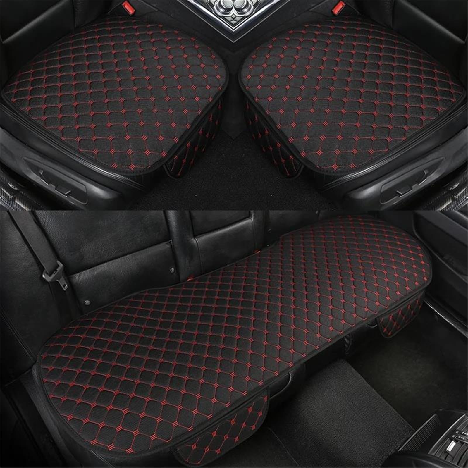 DZSQMLJG Sitzbezüge Auto Autositzbezug Autokissen für Duster für Kadjar für Scenic für Espace für Fluence für Koleos Innenzubehör Autositzschoner(Bk Red 5-Seater) von DZSQMLJG