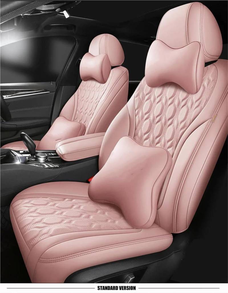 DZSQMLJG Sitzbezüge Auto Benutzerdefinierte Autositzschutzabdeckung für Hyundai i30 ix35 für Tucson für Accent für Sonata All-Inclusive-Kissen Jahreszeiten Autositzschoner(Pink+Pillow) von DZSQMLJG