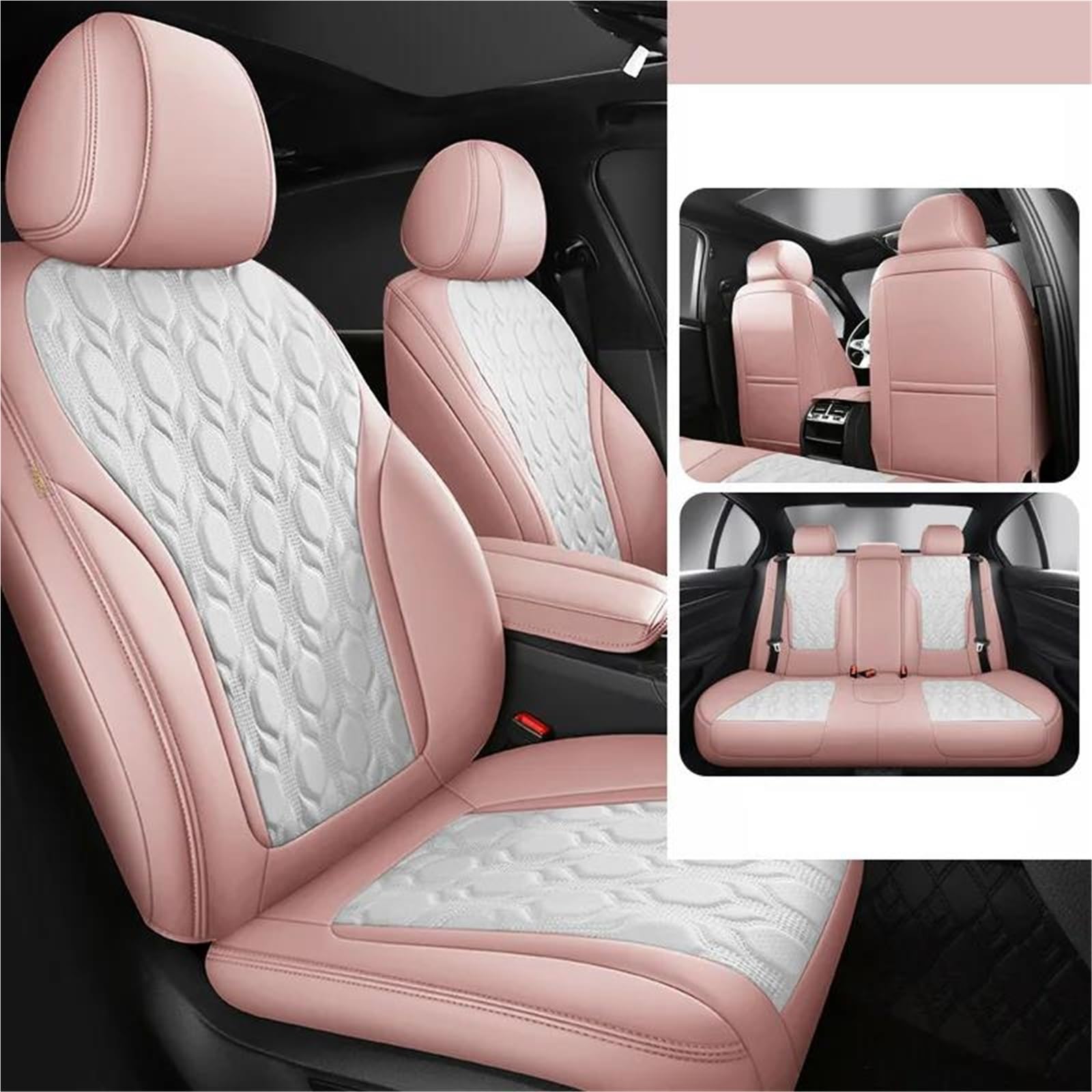 DZSQMLJG Sitzbezüge Auto Benutzerdefinierte Autositzschutzabdeckung für Hyundai i30 ix35 für Tucson für Accent für Sonata All-Inclusive-Kissen Jahreszeiten Autositzschoner(Pink White) von DZSQMLJG