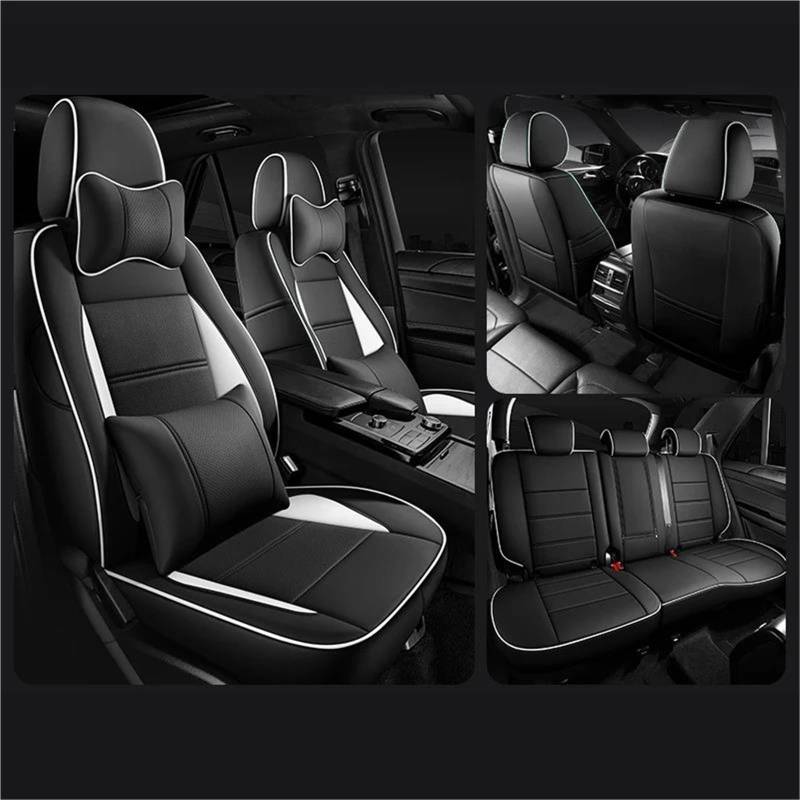 DZSQMLJG Sitzbezüge Auto Benutzerdefinierte Leder Auto Sitzbezug für Toyota für Chr 2018 2019 2020 2021 2022 Automobile Auto Zubehör Teile voller Satz Autositzschoner(Black White 9 PCS) von DZSQMLJG