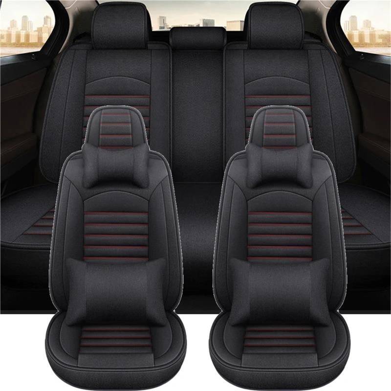 DZSQMLJG Sitzbezüge Auto Flax Automobiles Autositzbezug Komplettset für A4 B8 Autozubehör Innenräume Autositzschoner(Black 9PCS) von DZSQMLJG