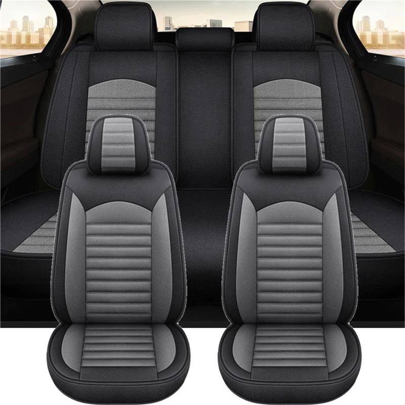 DZSQMLJG Sitzbezüge Auto Flax Automobiles Autositzbezug Komplettset für Citroen Für C3 Autozubehör Innenausstattung Autositzschoner(Gray 5PCS) von DZSQMLJG