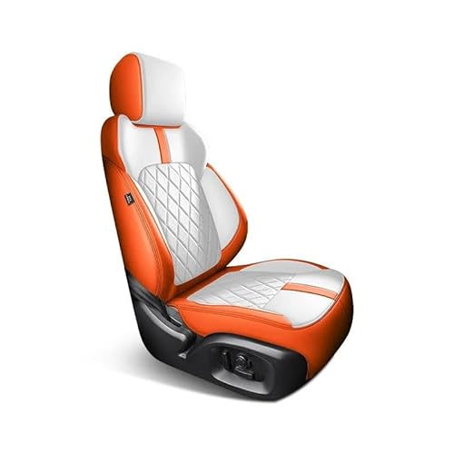 DZSQMLJG Sitzbezüge Auto Komplettes Set Custom Leder Autositzbezüge für A4 B6 2004 2005 2006 2007 Auto Zubehör Innen Ersatzteile Autositzschoner(White orange) von DZSQMLJG