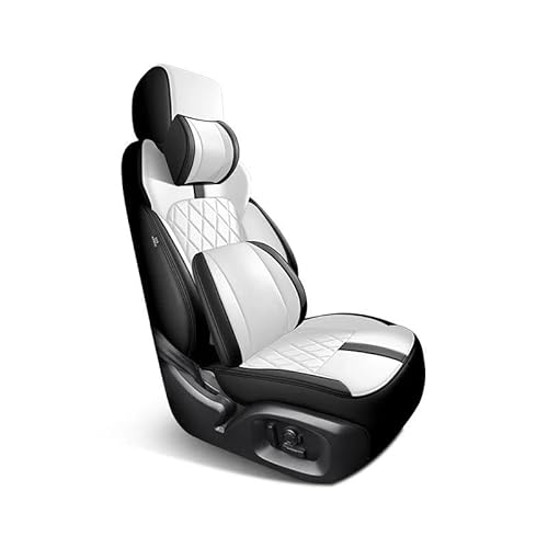 DZSQMLJG Sitzbezüge Auto Komplettes Set Custom Leder Autositzbezüge für Ford Für Kuga 2013 2014 2015 Auto Zubehör Innen Ersatzteile Autositzschoner(Bk WH+backrest) von DZSQMLJG