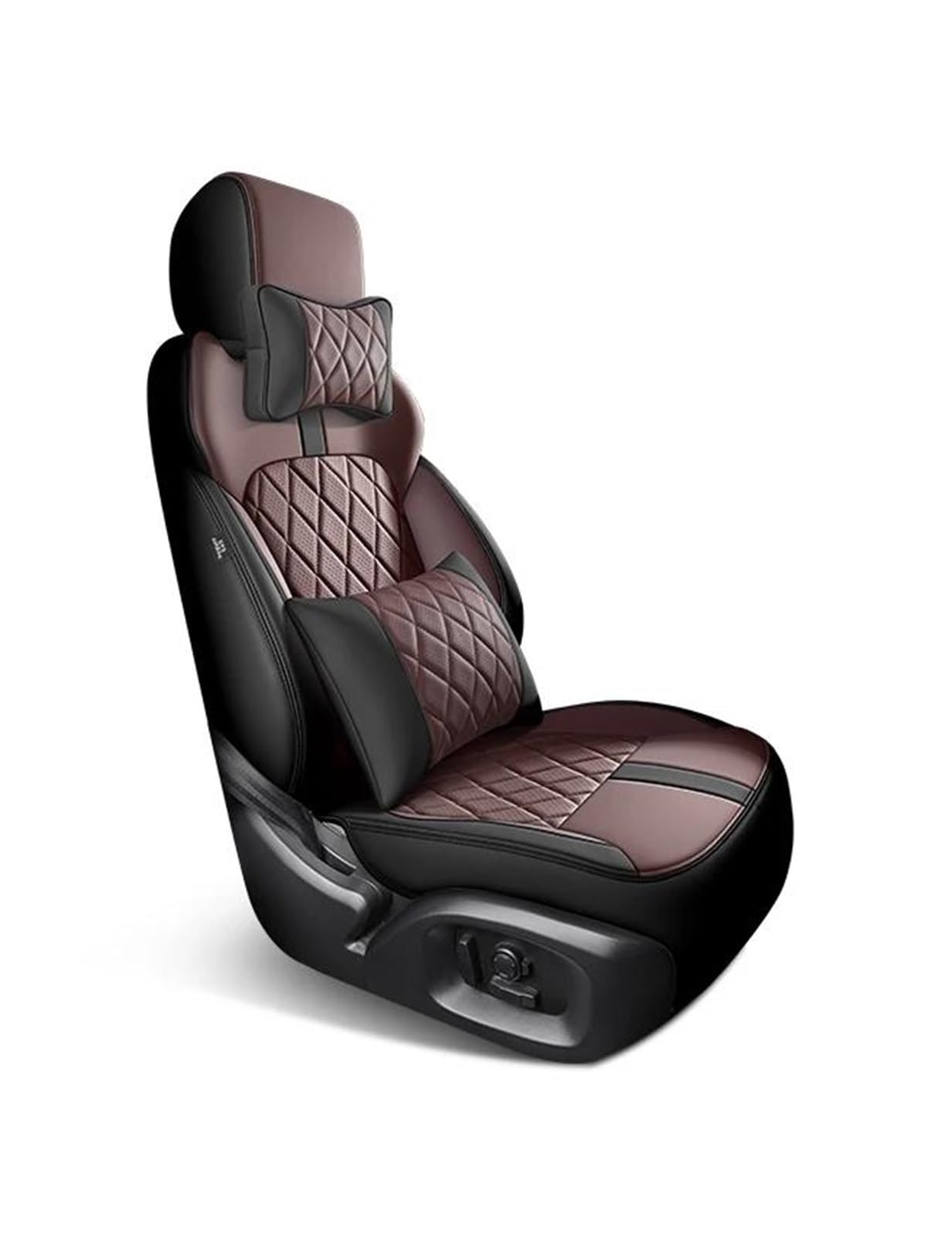 DZSQMLJG Sitzbezüge Auto Komplettes Set Custom Leder Autositzbezüge für Pajero 2008 2009 2010 2011 2012 2013 Auto Zubehör Innen Ersatzteile Autositzschoner(Bk Brown+Pillow) von DZSQMLJG