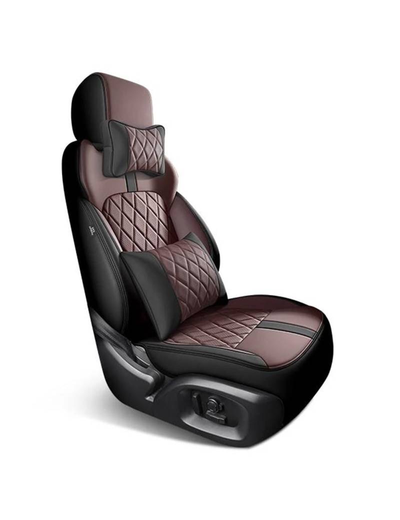 DZSQMLJG Sitzbezüge Auto Komplettes Set Custom Leder Autositzbezüge für Pajero 2008 2009 2010 2011 2012 2013 Auto Zubehör Innen Ersatzteile Autositzschoner(Bk Brown+Pillow) von DZSQMLJG