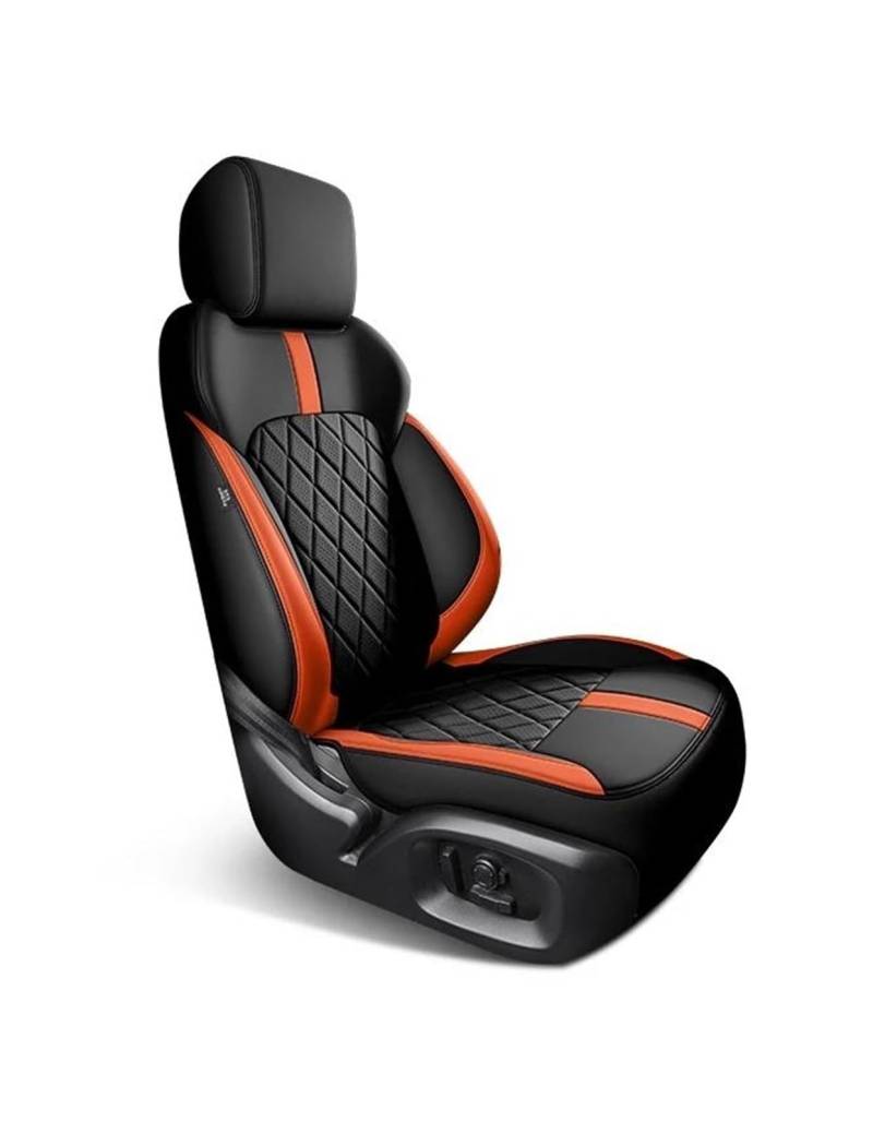 DZSQMLJG Sitzbezüge Auto Komplettes Set Custom Leder Autositzbezüge für Volvo V60 2012 2013 2014 2015 Auto Zubehör Innen Ersatzteile Autositzschoner(Black orange) von DZSQMLJG