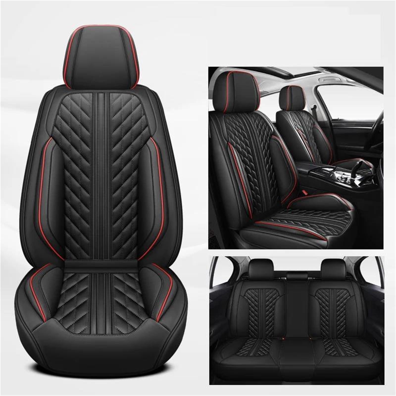 DZSQMLJG Sitzbezüge Auto Komplettes Set Leder-Autositzbezüge für Dodge für Challenger Zubehör Autositzschoner(Schwarz) von DZSQMLJG