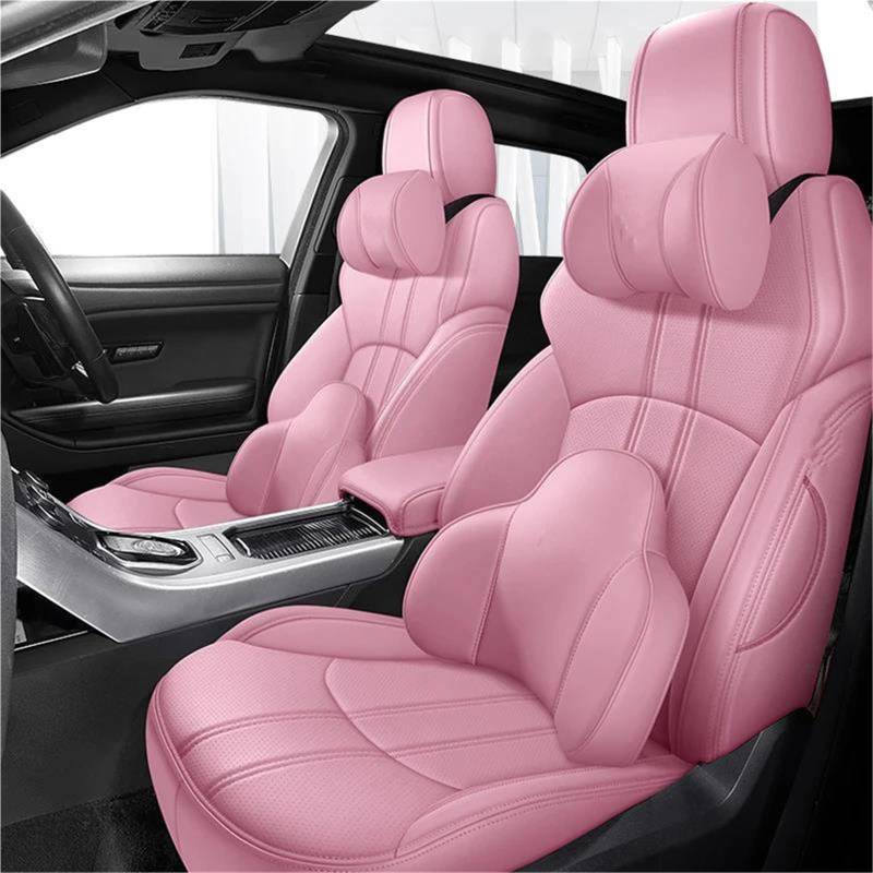 DZSQMLJG Sitzbezüge Auto Leder 5 Sitze Autositzbezüge für Lexus für NX 2015 2016 2017 2018 Zubehör Autositzschoner(Pink+Pillow) von DZSQMLJG