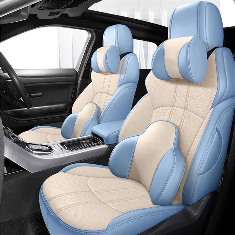 DZSQMLJG Sitzbezüge Auto Leder 5 Sitze Autositzbezüge für Lexus für NX 2015 2016 2017 2018 Zubehör Autositzschoner(WH Blue+Pillow) von DZSQMLJG