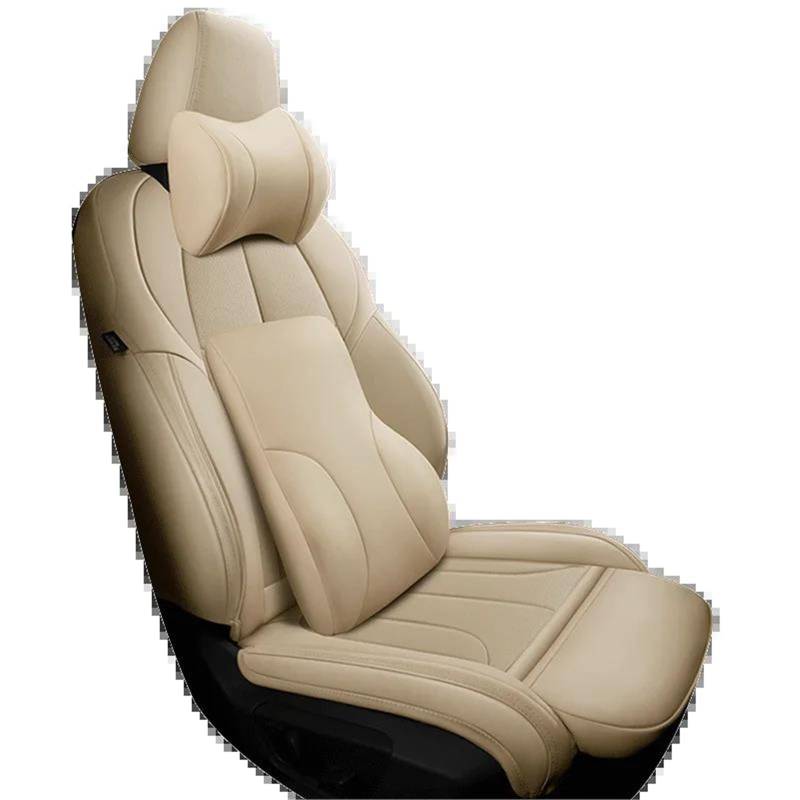 DZSQMLJG Sitzbezüge Auto Leder Auto Autositzbezüge für Ford für Ranger PX1 für Fiesta 2016 für Mondeo für MK4 für Kuga für Mustang Zubehör Autositzschoner(White+backrest) von DZSQMLJG