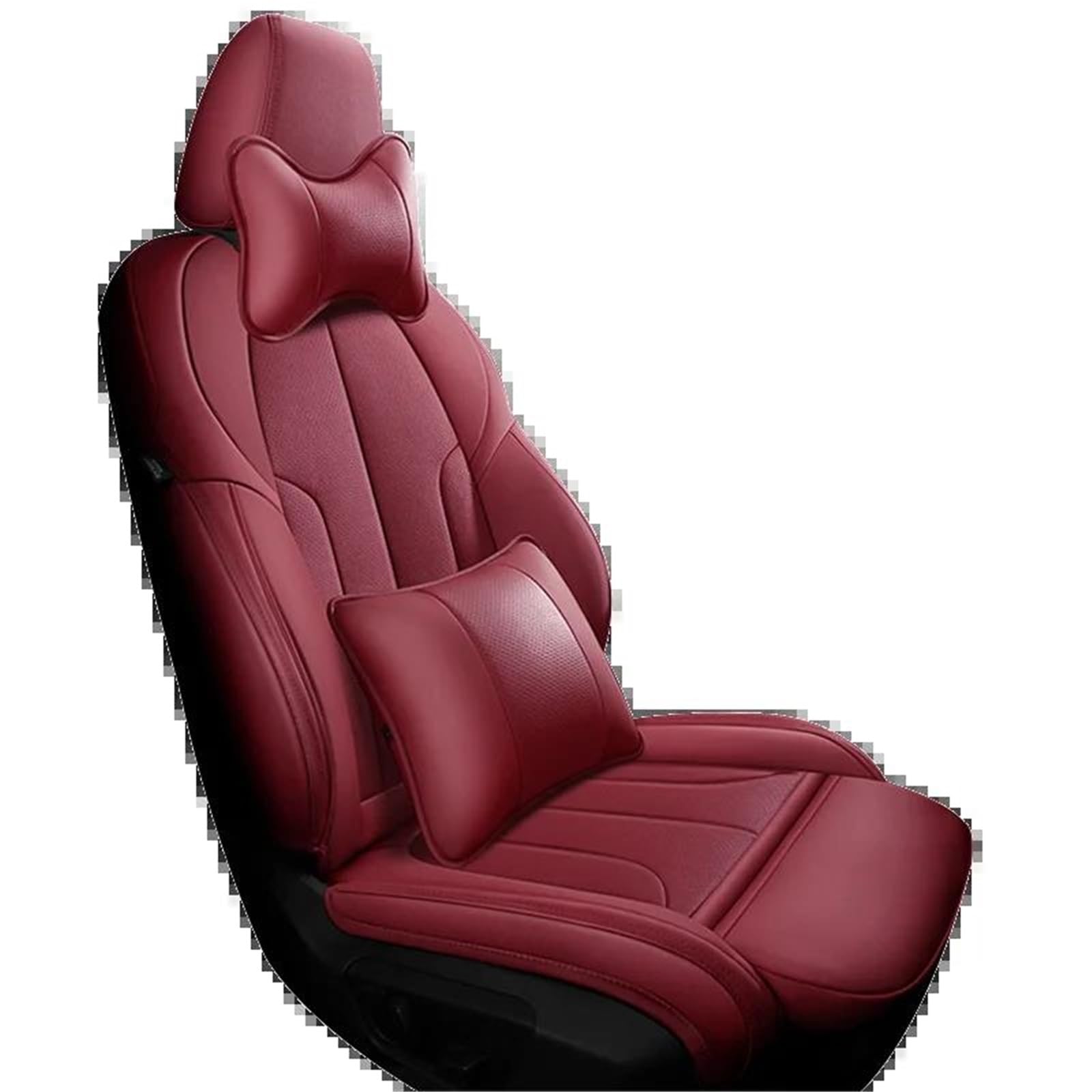 DZSQMLJG Sitzbezüge Auto Leder Custom Auto Auto Sitzbezüge Für Suzuki Für Swift Für Grand Für Vtara 2014 Für Jimny Für Alto Für SX4 2000 Zubehör Autositzschoner(Wine red+Pillow) von DZSQMLJG