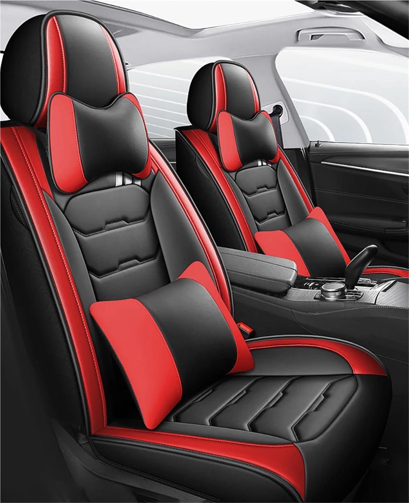 DZSQMLJG Sitzbezüge Auto Luxus Full Set Autositzbezüge für kIa für Ceed Jd Auto Zubehör Autositzbezüge Autositzkissen Autositzschoner(Bk red+Pillow) von DZSQMLJG