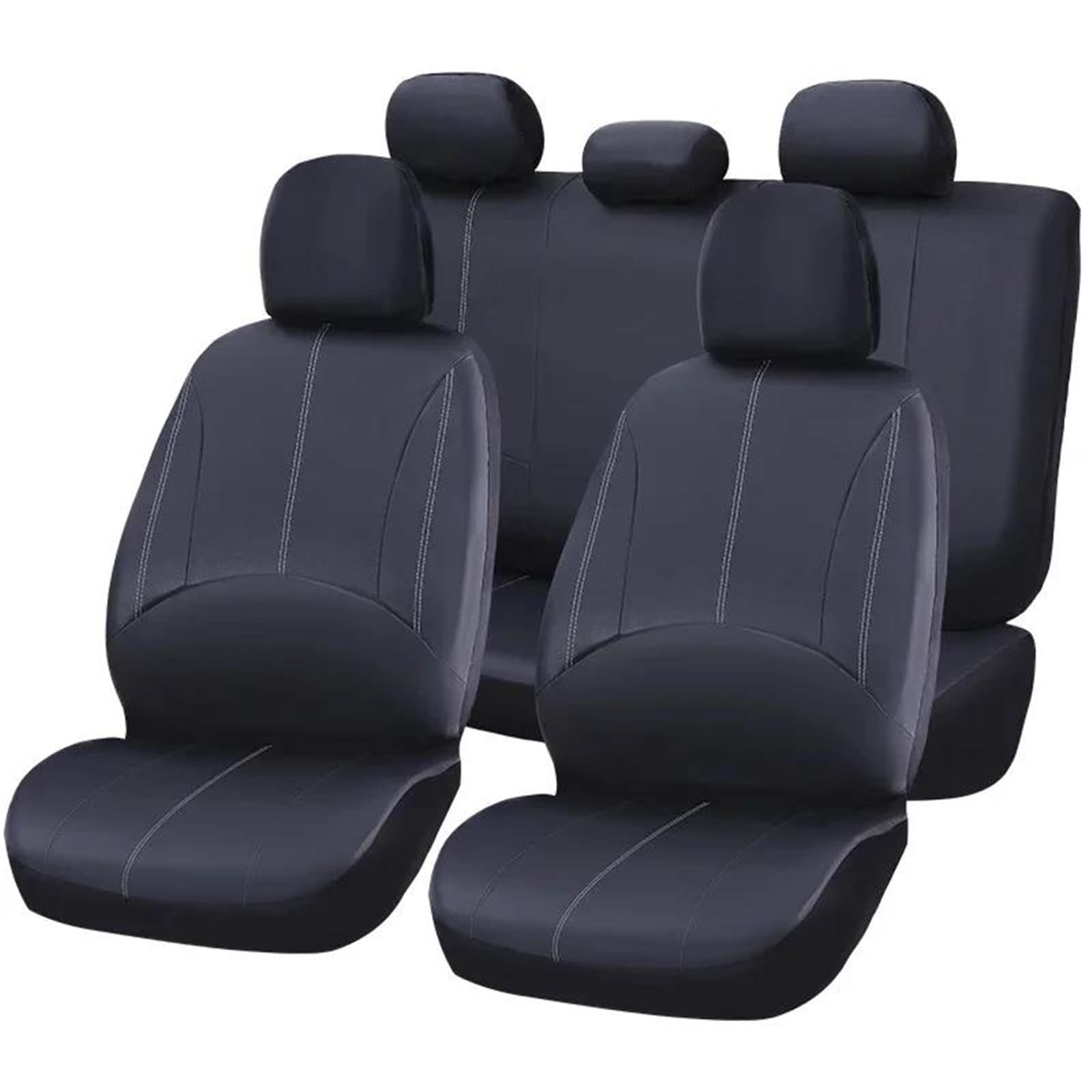 DZSQMLJG Sitzbezüge Auto PU-Leder-Komplettset-Autositzbezüge für Nissan für Qashqai J10 Auto-Innenausstattung Autositzschoner(Black Full Set) von DZSQMLJG