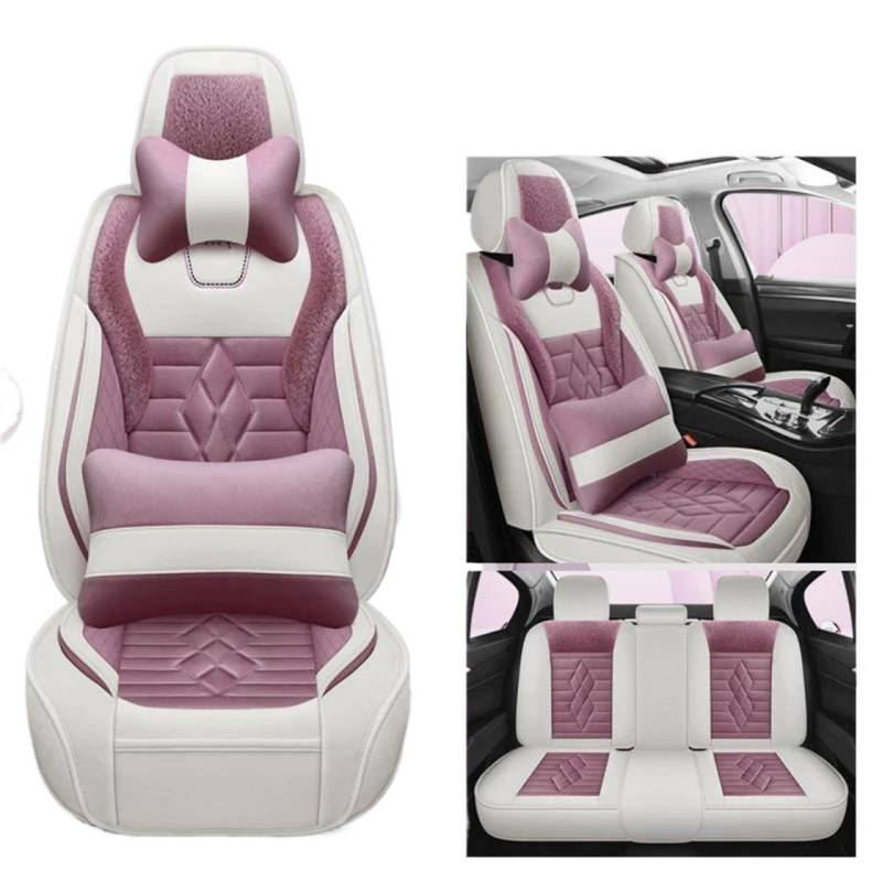 DZSQMLJG Sitzbezüge Auto Plüsch Auto Sitzbezüge Für Toyota Für RAV4 Für Corolla Für Yaris Für Prius Für Camry Auto Kissen Schutz Set Winter Zubehör Autositzschoner(Purple+Pillow) von DZSQMLJG