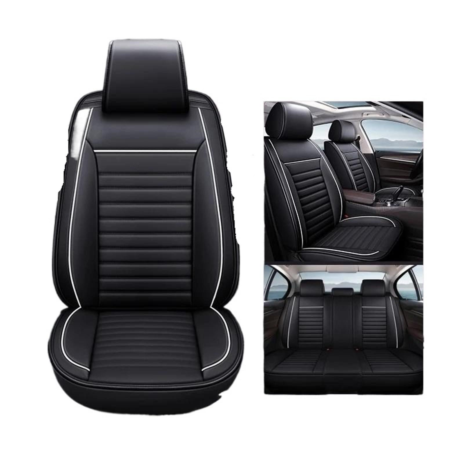 DZSQMLJG Sitzbezüge Auto Volle Set Auto Sitz Abdeckung Für A4 B6 A6 C6 Auto Leder Innen Zubehör Auto Sitzbezüge Auto Sitzkissen Autositzschoner(Black White) von DZSQMLJG