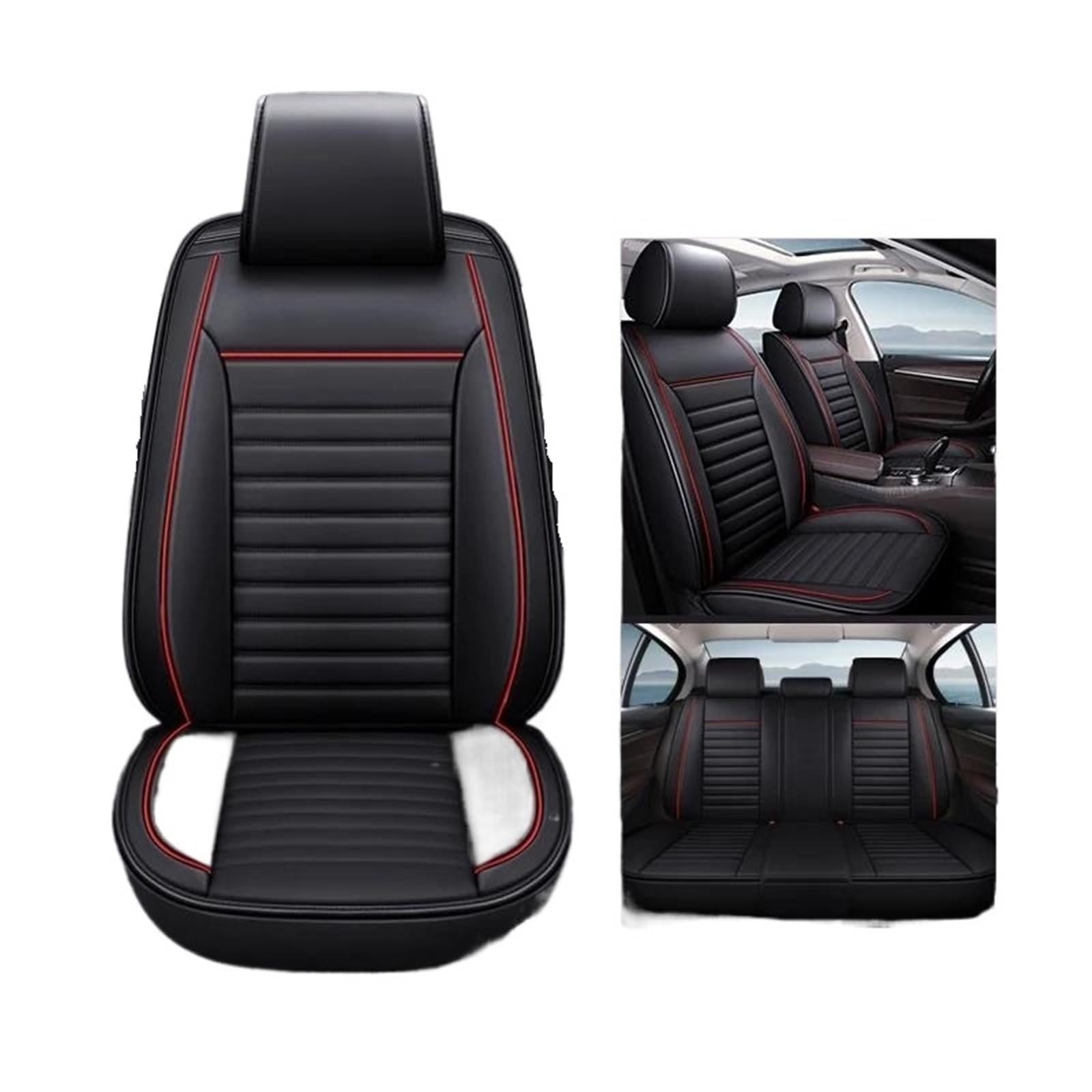 DZSQMLJG Sitzbezüge Auto Volle Set Auto Sitz Abdeckung Für Range Für Rover Für Evoque Auto Leder Innen Zubehör Auto Sitzbezüge Auto Sitzkissen Autositzschoner(Schwarz Rot) von DZSQMLJG