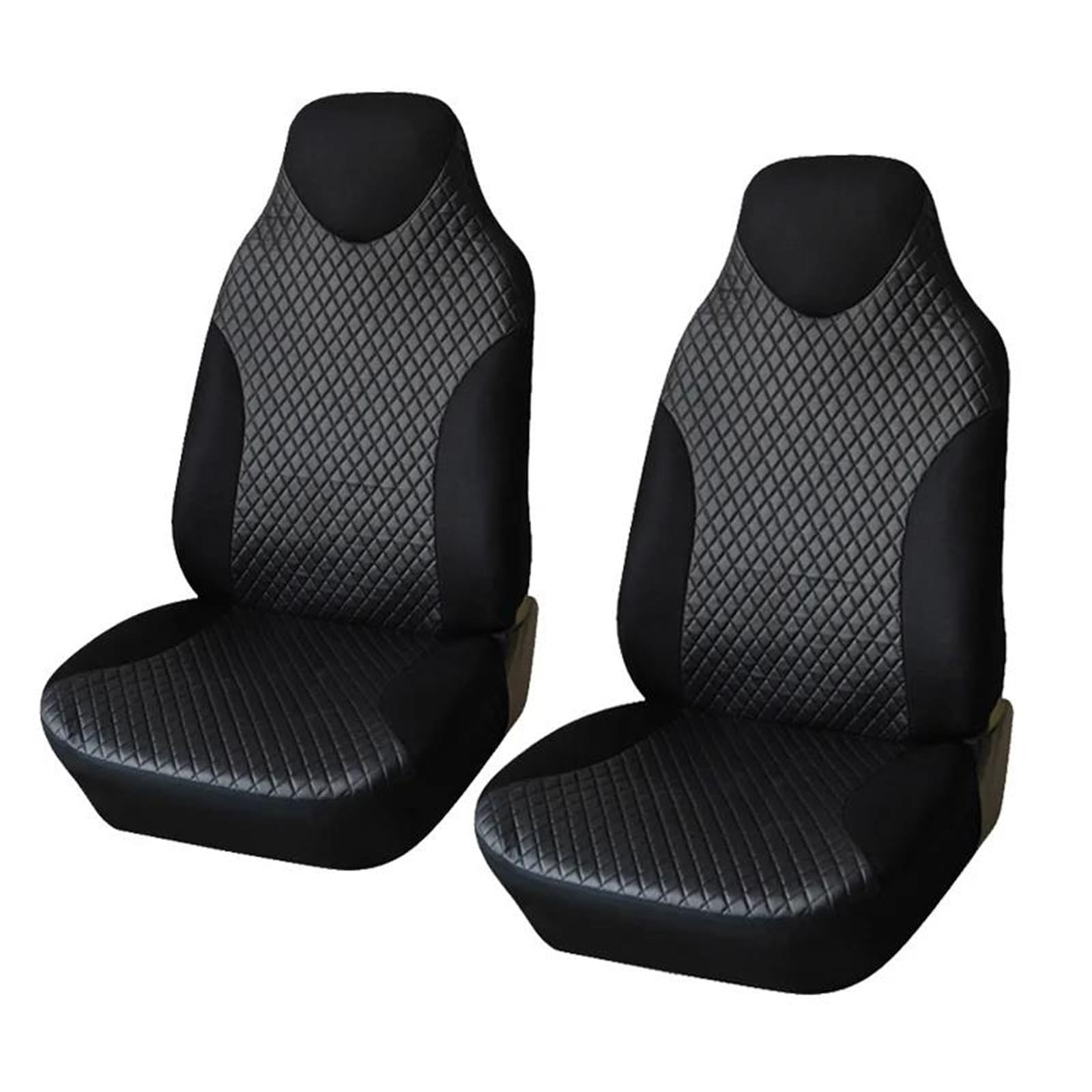 DZSQMLJG Sitzbezüge Auto Vollständiger Satz Autositzbezüge, hohe Rückenlehne, Eimer-Autositzbezug, Auto-Innenraum für Kangoo Autositzschoner(Black 2PCS) von DZSQMLJG