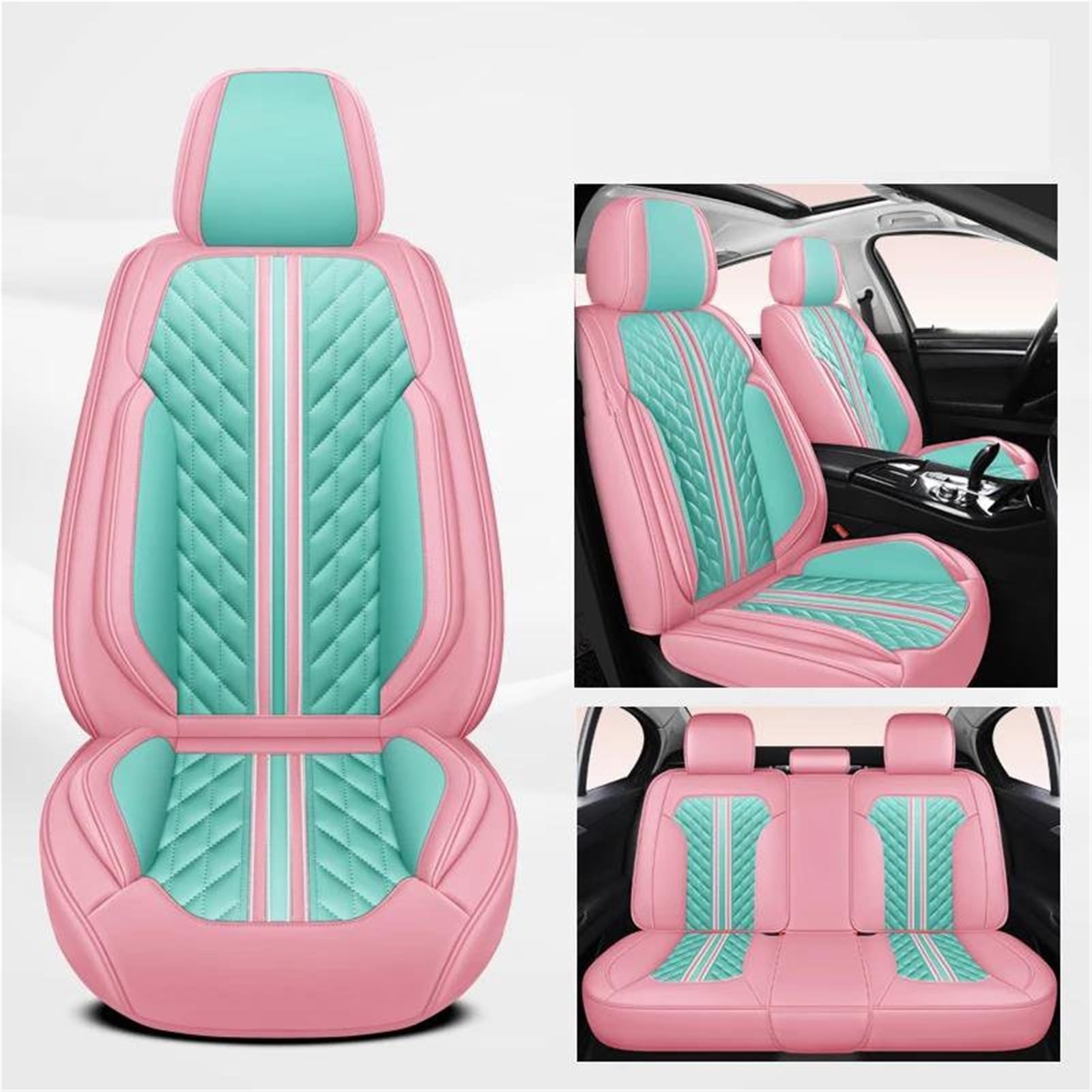 DZSQMLJG Sitzbezüge Auto Vollständiger Satz Leder-Autositzbezüge für Dodge für Nitro Zubehör Autositzbezüge Autositzkissen Autositzschoner(Pink) von DZSQMLJG