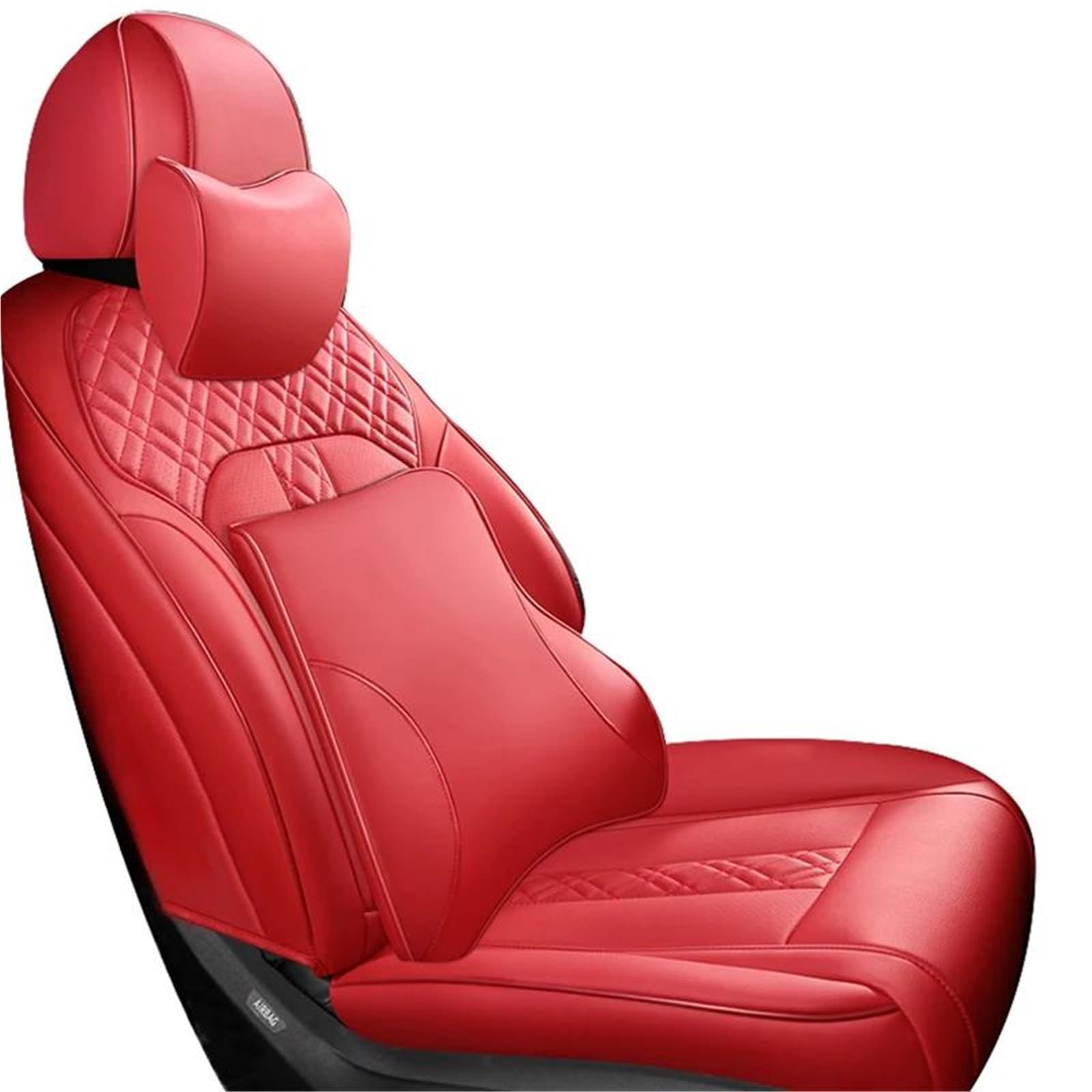 DZSQMLJG Sitzbezüge Auto Vollständiger Satz Leder-Autositzbezüge für Mazda 6 GG CX5 GJ GH CX3 BK CX7 BL 3 2010 CX30 für Demio-Zubehör Autositzschoner(Red+backrest) von DZSQMLJG