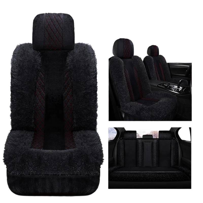 DZSQMLJG Sitzbezüge Auto Winter Plüsch Auto Sitzbezug Für VW Für Passat B5 B6 Zubehör Autositzbezüge Auto Sitzkissen Autositzschoner(Black 5 PCS) von DZSQMLJG