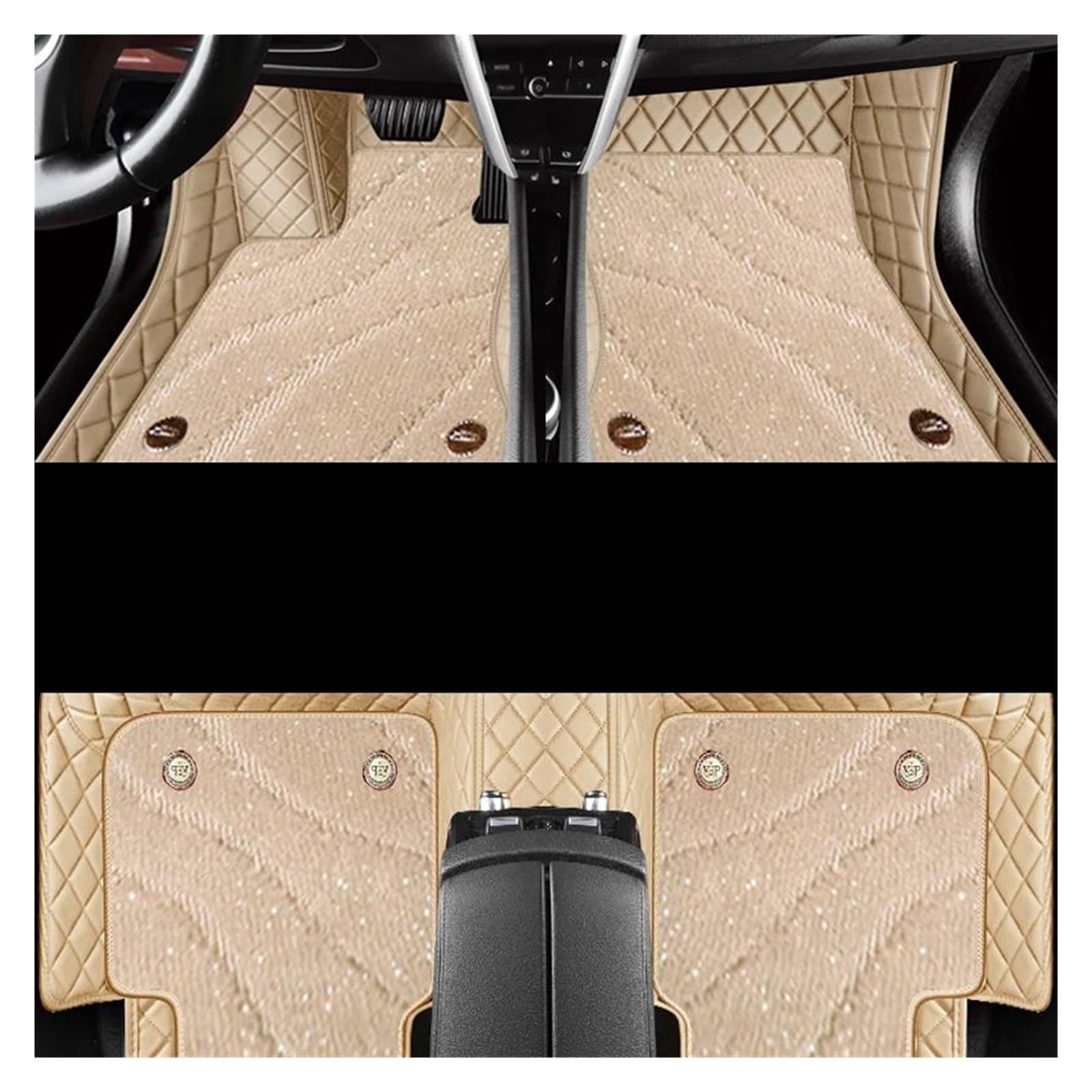 Fußmatten Auto-Fußmatten für Toyota für RAV4 2013 2014 2015 2016 2017 2018 2019 Autozubehör Innenschutz Fußteppich fussmatten Auto(Beige Pattern) von DZSQMLJG