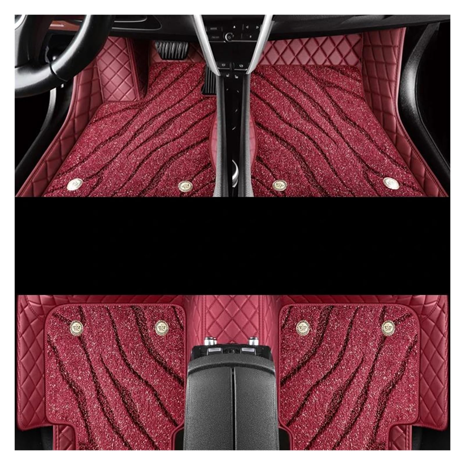 Fußmatten Auto-Fußmatten für Toyota für RAV4 2013 2014 2015 2016 2017 2018 2019 Autozubehör Innenschutz Fußteppich fussmatten Auto(Burgundy Pattern) von DZSQMLJG