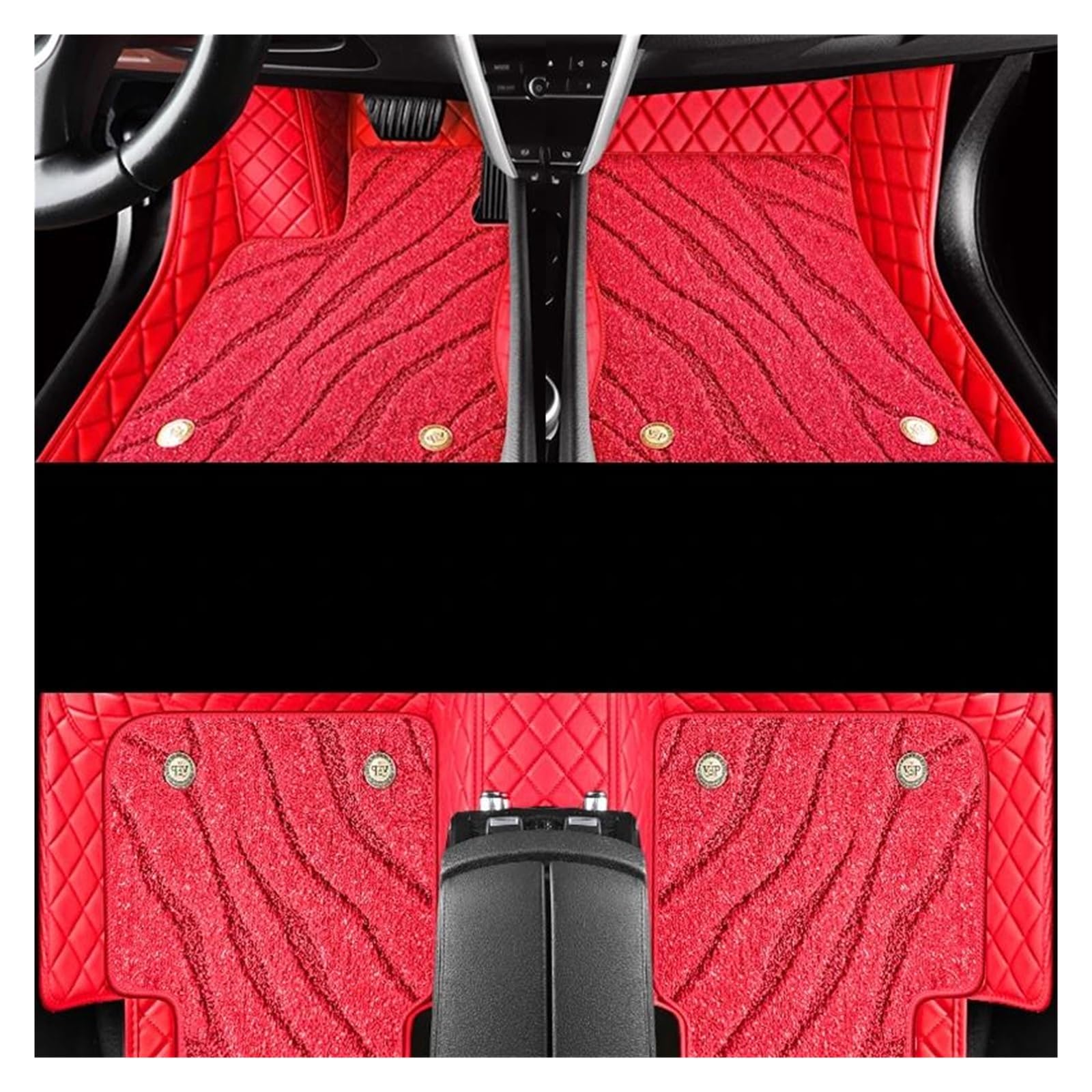 Fußmatten Auto-Fußmatten für Toyota für RAV4 2013 2014 2015 2016 2017 2018 2019 Autozubehör Innenschutz Fußteppich fussmatten Auto(Red Pattern) von DZSQMLJG