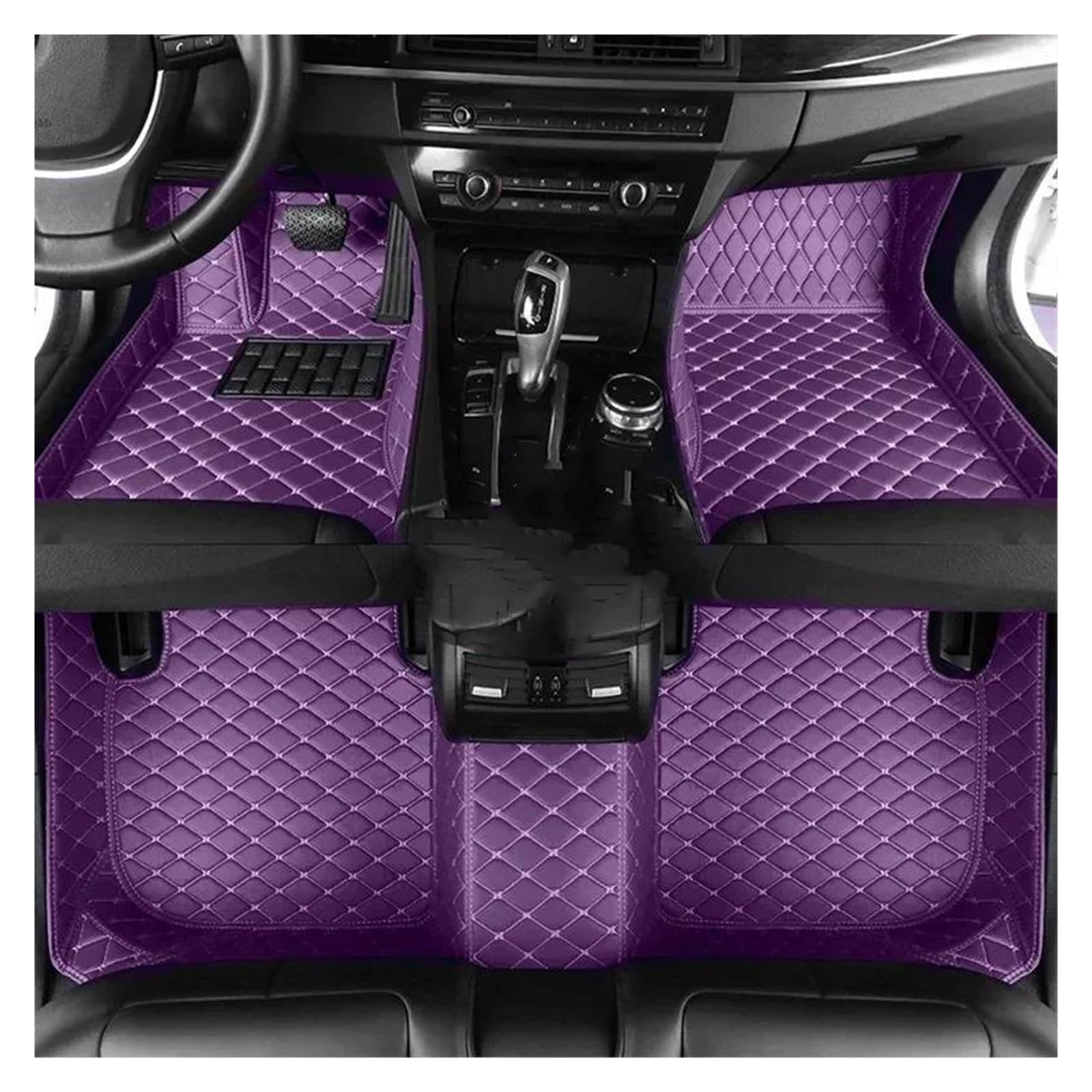 Fußmatten Benutzerdefinierte 3D Auto Fußmatten für Hyundai für Ix35 2010-2023 Zubehör Künstliche Leder fussmatten Auto(3pc Purple) von DZSQMLJG