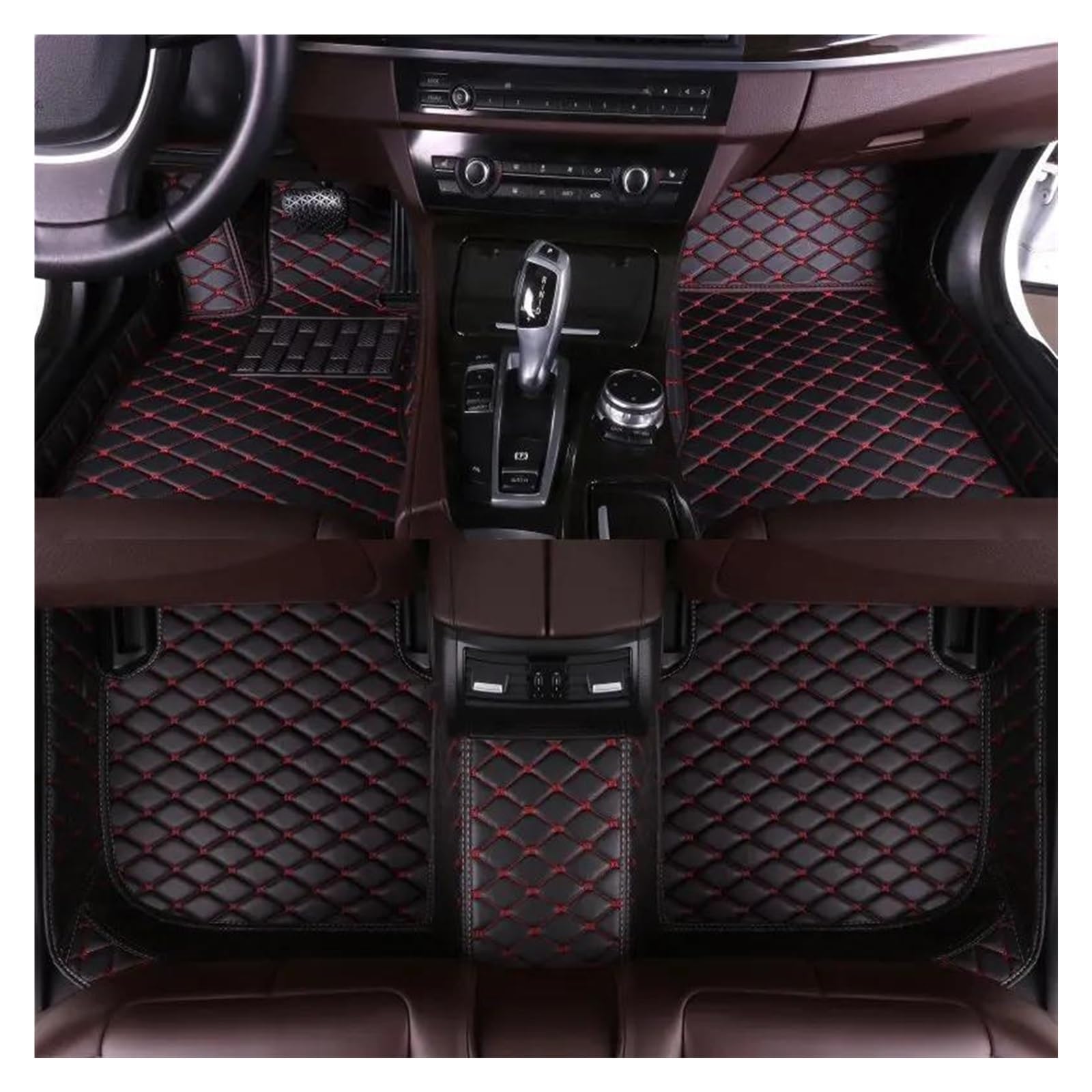 Fußmatten Benutzerdefinierte Auto Luxus Leder Auto Bodenmatte für F30 2013 2014 2015 2016 2017 Auto Matte Full Set Wasserdichtes Zubehör fussmatten Auto(Schwarz Rot) von DZSQMLJG