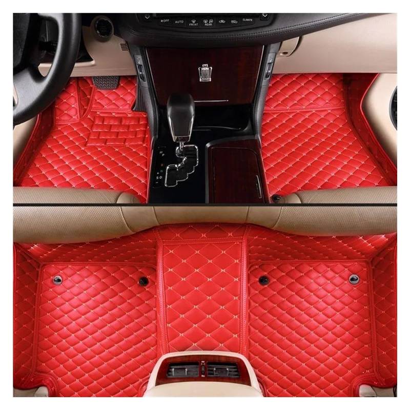 Fußmatten Benutzerdefinierte Auto Luxus Leder Auto Bodenmatte für X1 F48 2016 2017 2018 2019 2020 Auto Matte Full Set Wasserdichtes Zubehör fussmatten Auto(Rot) von DZSQMLJG