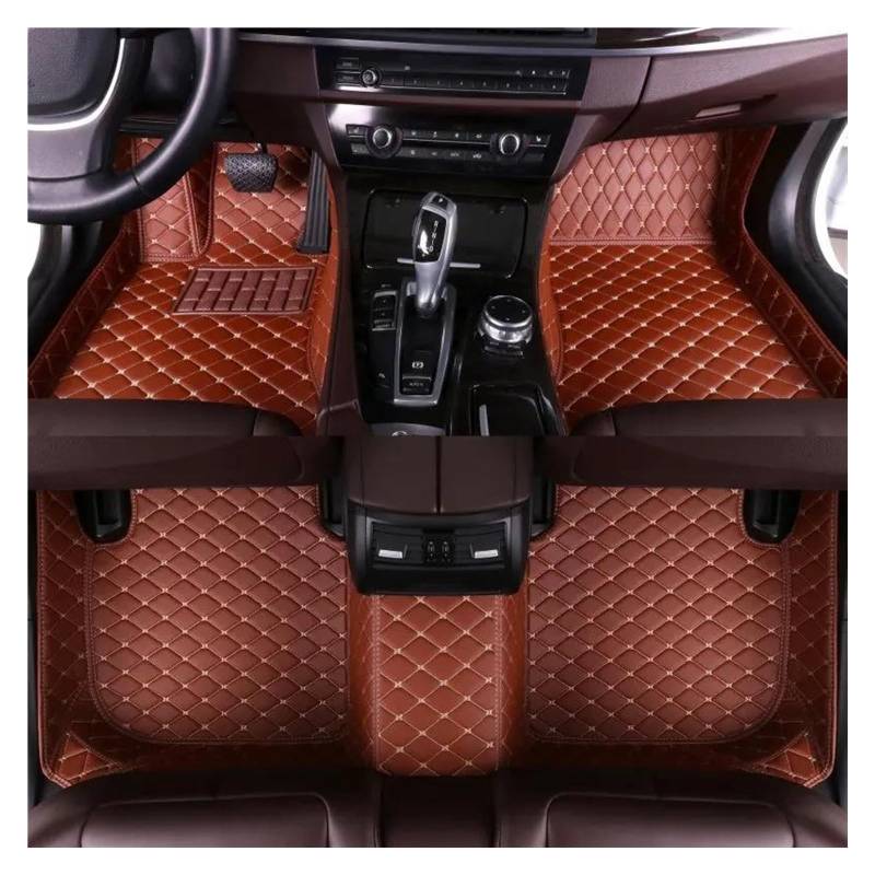 Fußmatten Benutzerdefinierte Auto Luxus Leder Bodenmatte für Jeep für Grand für Cherokee WK2 2012 2013 Auto Matte Full Set Wasserdichtes Zubehör fussmatten Auto(Braun) von DZSQMLJG