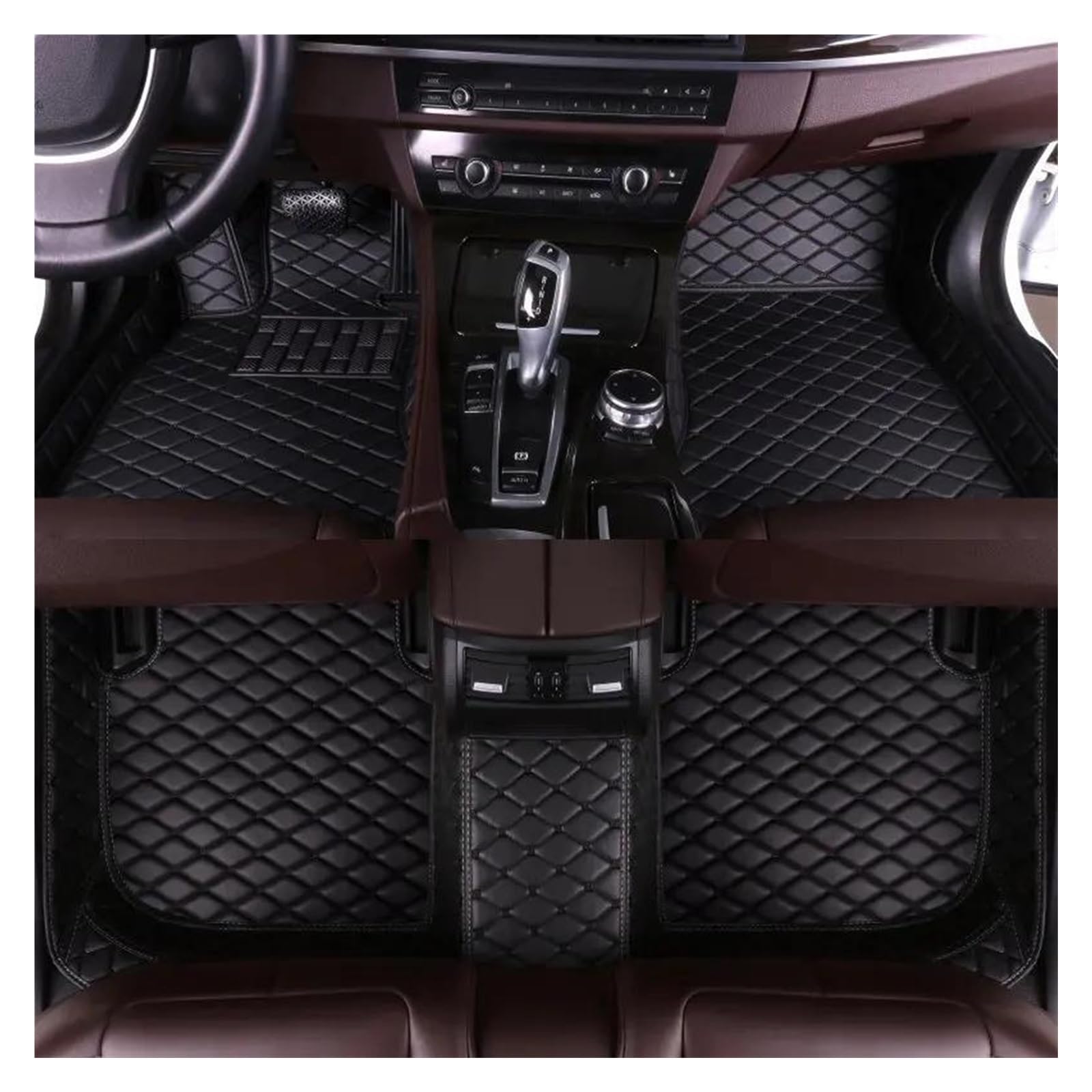 Fußmatten Benutzerdefinierte Auto Luxus Leder Bodenmatte für Range für Rover für Evoque 2012 2013 2014 Matte Full Set Wasserdichtes Zubehör fussmatten Auto(Voll schwarz) von DZSQMLJG