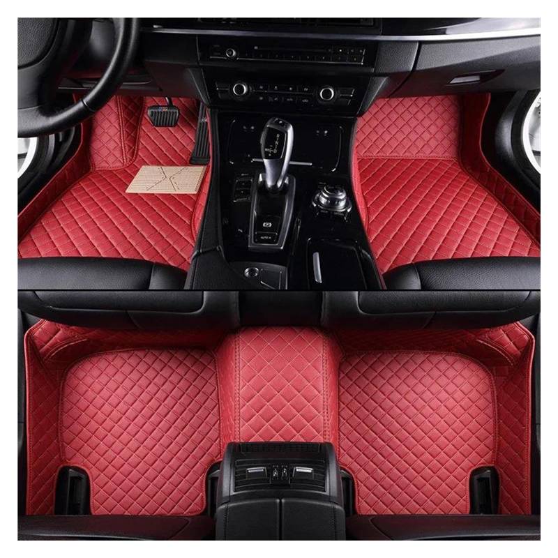 Fußmatten Benutzerdefinierte Auto Luxus Leder Bodenmatte für Range für Rover für Evoque 2012 2013 2014 Matte Full Set Wasserdichtes Zubehör fussmatten Auto(WEINROT) von DZSQMLJG