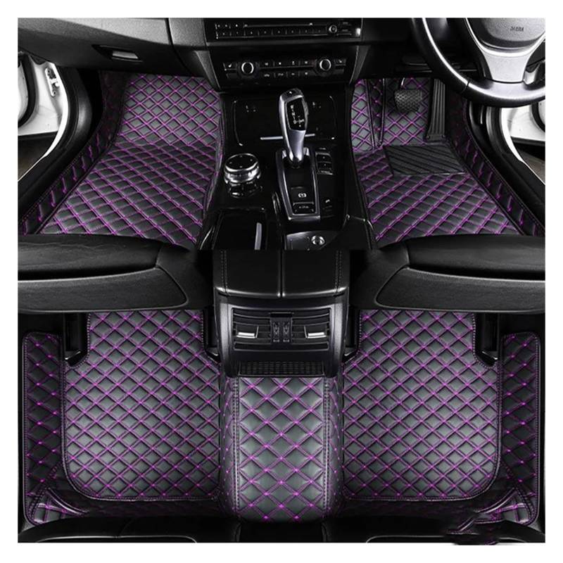 Fußmatten Benutzerdefinierter kompletter Satz RHD-Autofußmatten aus Leder für Peugeot 307 2004-2013 Auto-Fußmatten Teppiche Zubehör fussmatten Auto(Black Purple) von DZSQMLJG