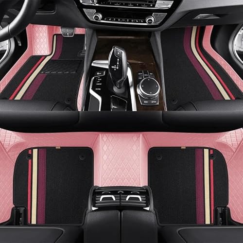 Fußmatten Custom Fashion Full Set Auto Fußmatten für Cayenne 2011 2012 2013 2014 2015 2016 2017 Auto Matten Teppiche Innenausstattung fussmatten Auto(Pink Stripes) von DZSQMLJG