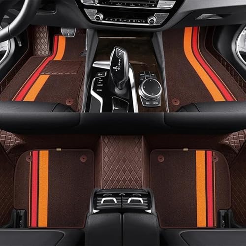 Fußmatten Custom Fashion Full Set Auto-Fußmatten für Cayenne 2018 2019 2020 2021 2022 Auto-Matten Teppiche Innenausstattung fussmatten Auto(Brown Stripes) von DZSQMLJG