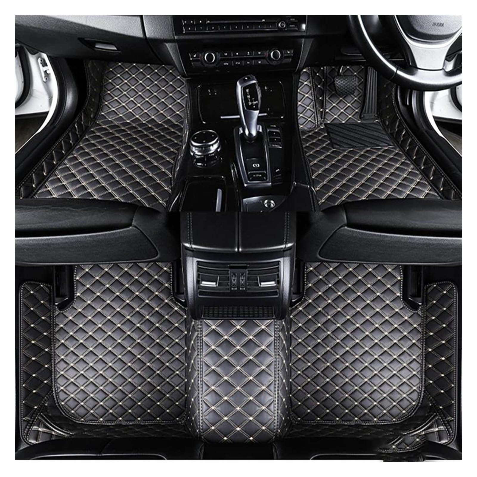 Fußmatten Für Lexus für LS460 2007 2008 2009 2010 2011 2012 Leder Custom Full Set RHD Auto Fußmatten Automatten Teppiche Zubehör fussmatten Auto(Black White) von DZSQMLJG