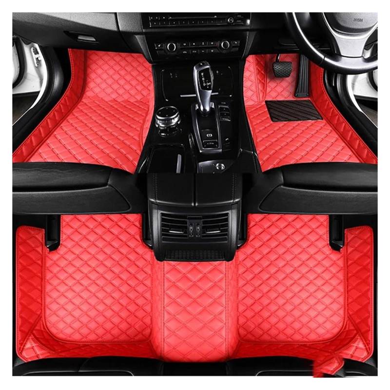 Fußmatten Für Mitsubishi Für Pajero 2008 2009 2010 2011 Leder Custom Full Set RHD Auto Fußmatten Interior Styling Automatten Teppiche Zubehör fussmatten Auto(Rot) von DZSQMLJG