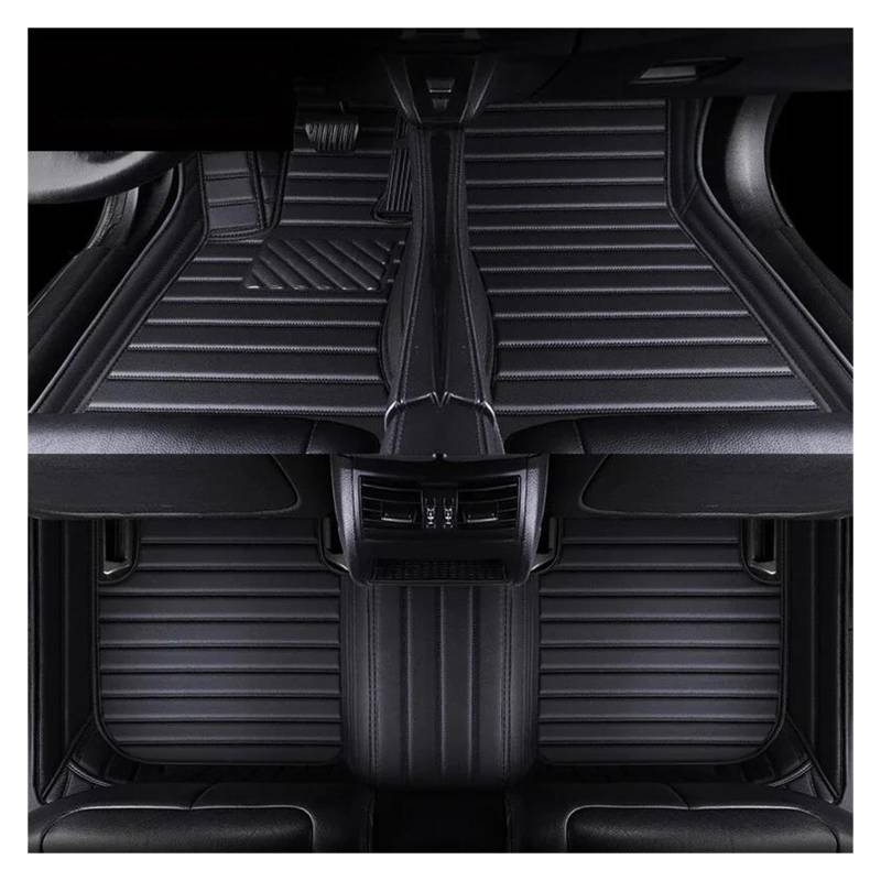 Fußmatten Kunstleder-Auto-Bodenmatte für Nissan für X-Trail 2008-2023 für GT-R 2012-2016 Autozubehör fussmatten Auto(Black 5 seat) von DZSQMLJG