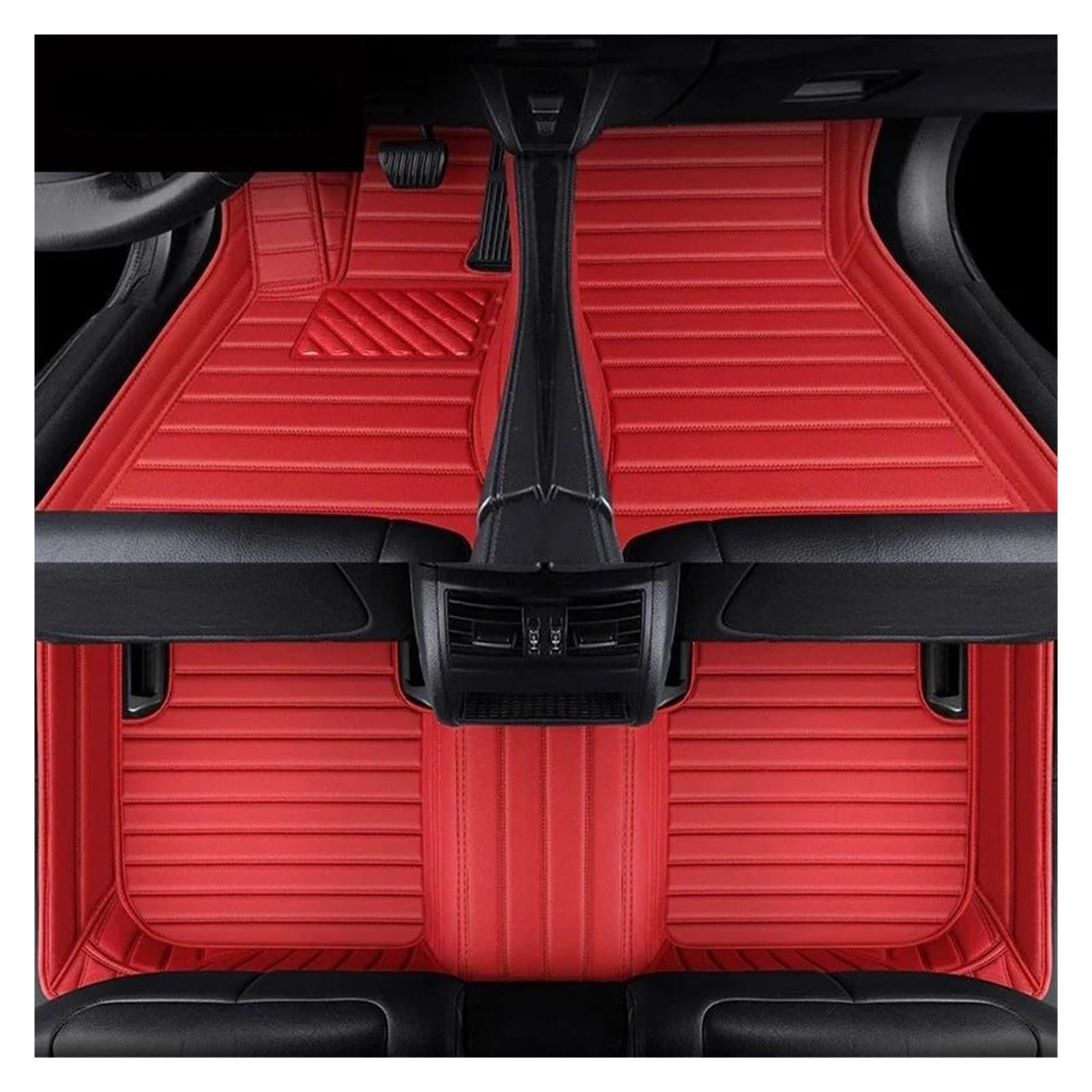 Fußmatten Kunstleder-Auto-Bodenmatte für Nissan für X-Trail 2008-2023 für GT-R 2012-2016 Autozubehör fussmatten Auto(Red 5 seat) von DZSQMLJG