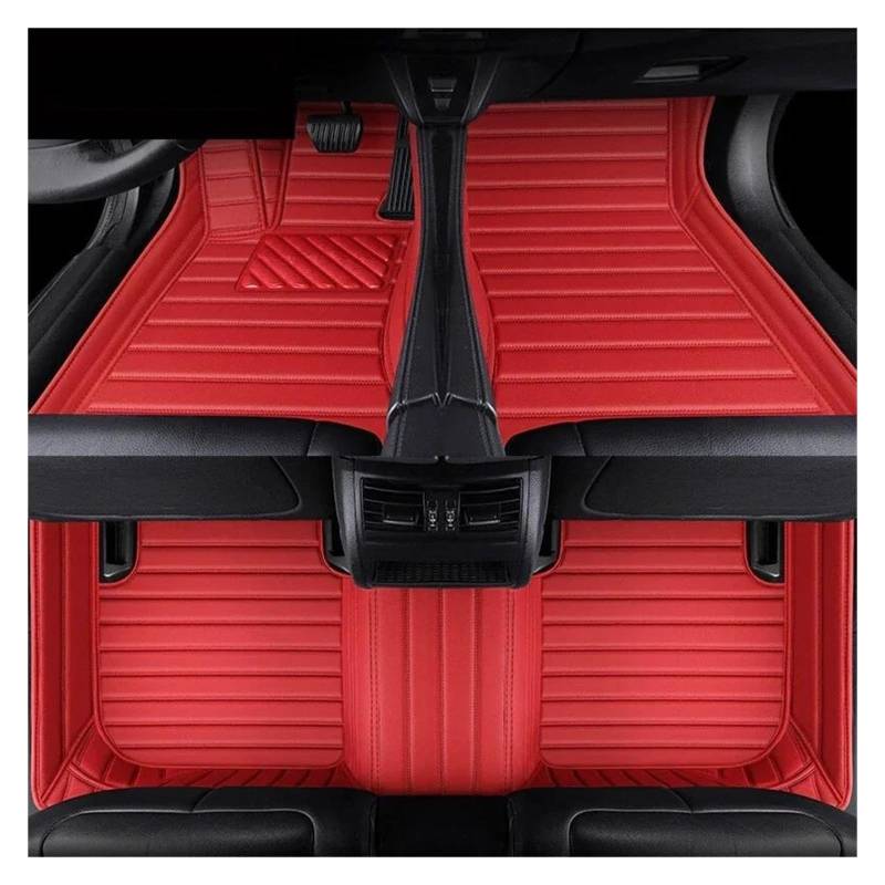 Fußmatten Kunstleder-Auto-Bodenmatte für Volvo für XC90 2010-2022 Autozubehör fussmatten Auto(Red 5 seat) von DZSQMLJG