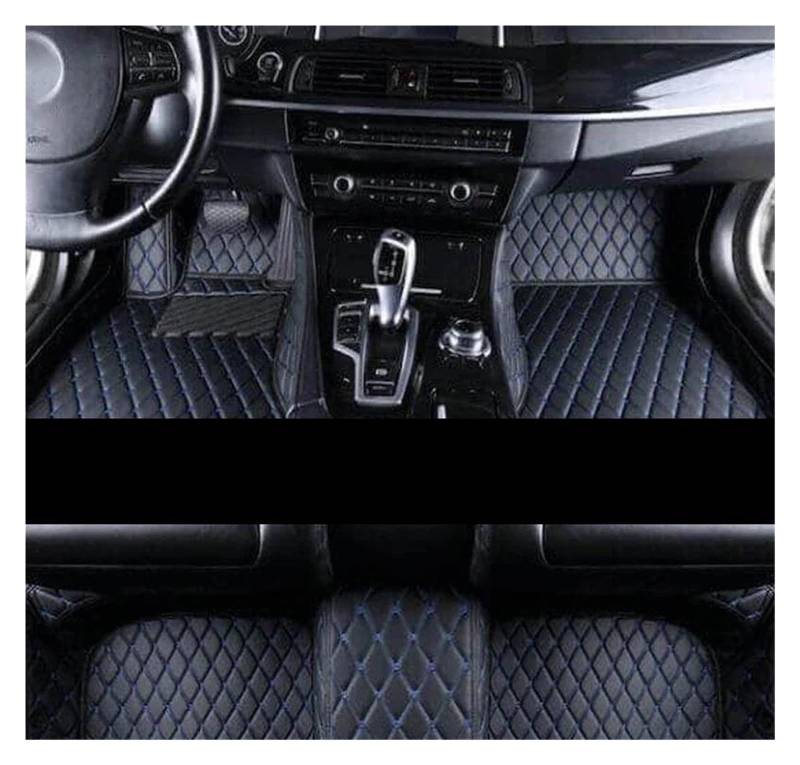 Fußmatten Leder-Auto-Fußmatten für A6 C7 2012 2013 2014 2015 2016 2017 Set Autoteppiche Fußpolster fussmatten Auto(Schwarz Blau,LHD) von DZSQMLJG